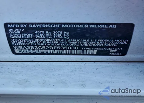 2013 BMW 328 Xi from USA, damaged, VIN WBA3B3C52DF535038